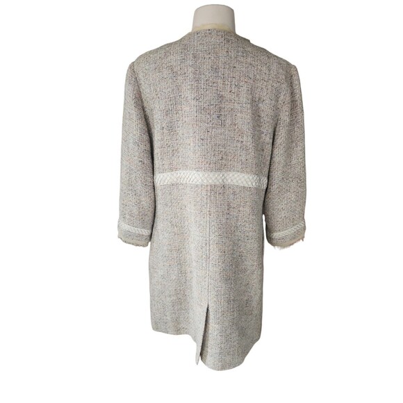 J. Jill Suit Jacket Womens Medium Tweed Beige Art To Wear Old Money Long - Picture 3 of 8